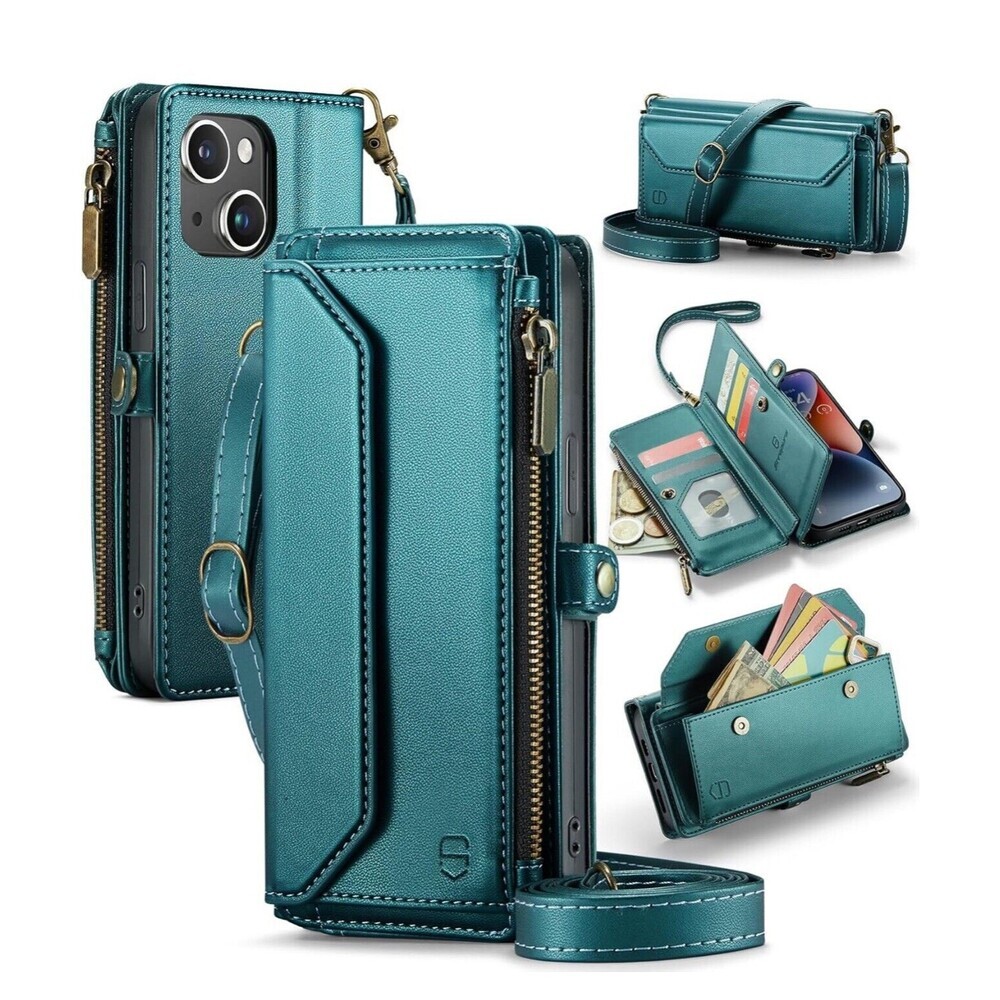 Crossbody Wallet Case Compatible with RFID Blocking 7-Card iPhone 13 Great Gift